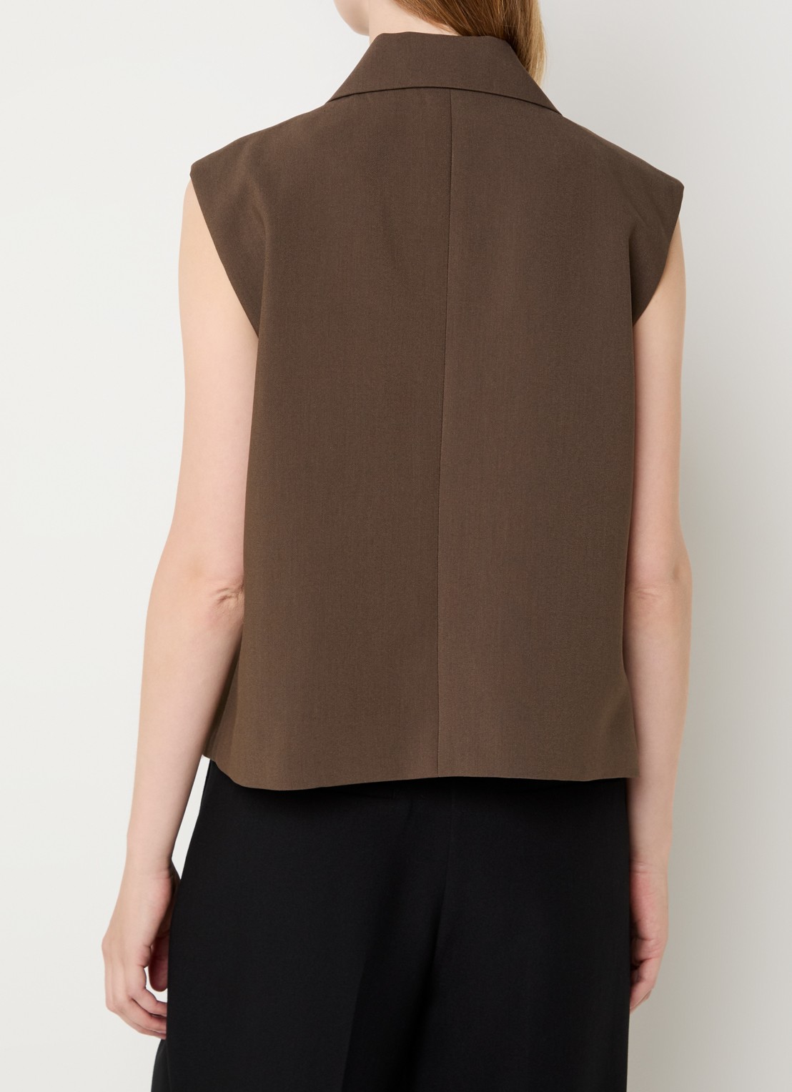 Modström Gale double-breasted gilet  - achterkant 3 lichtbruin