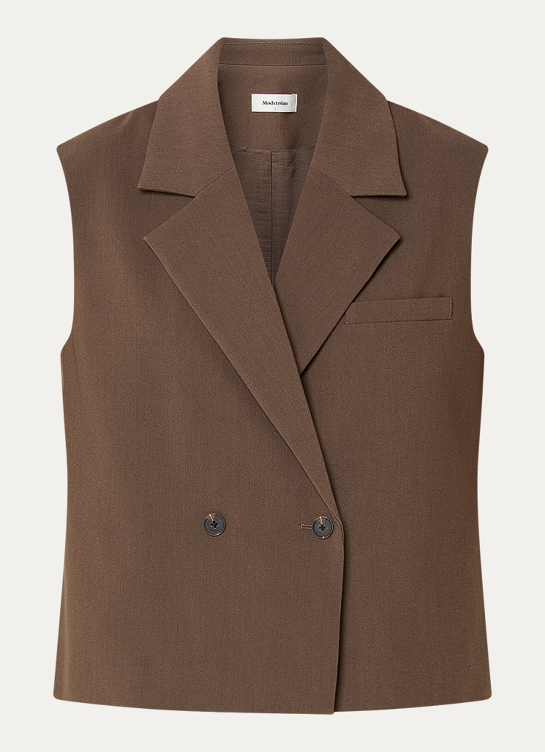 Modström Gale double-breasted gilet  - voorkant lichtbruin