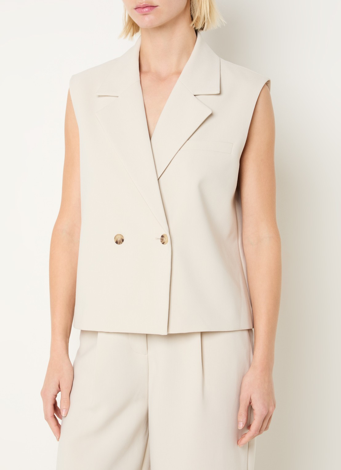 Modström Gale double-breasted gilet  - detail beige