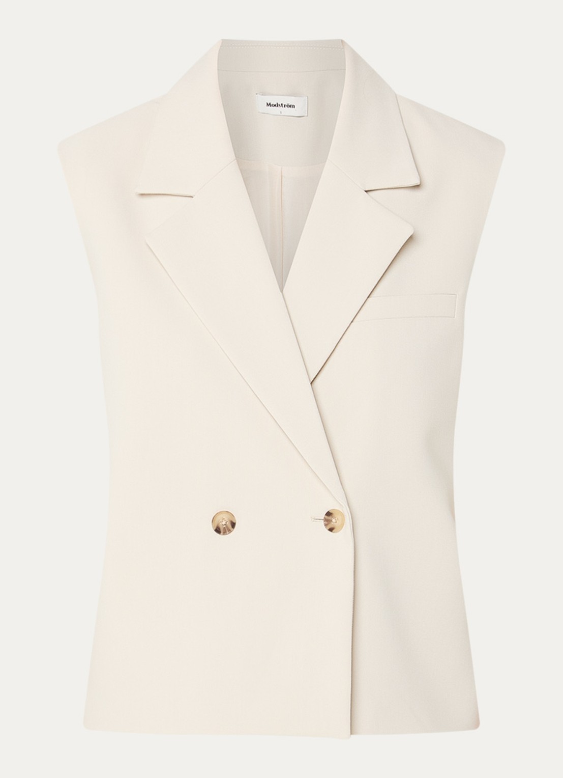 Modström Gale double-breasted gilet  - voorkant 3 beige