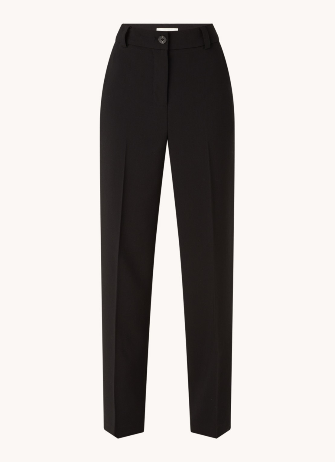 Modström Gale high waist straight fit pantalon met steekzakken en persplooi - voorkant 3 zwart