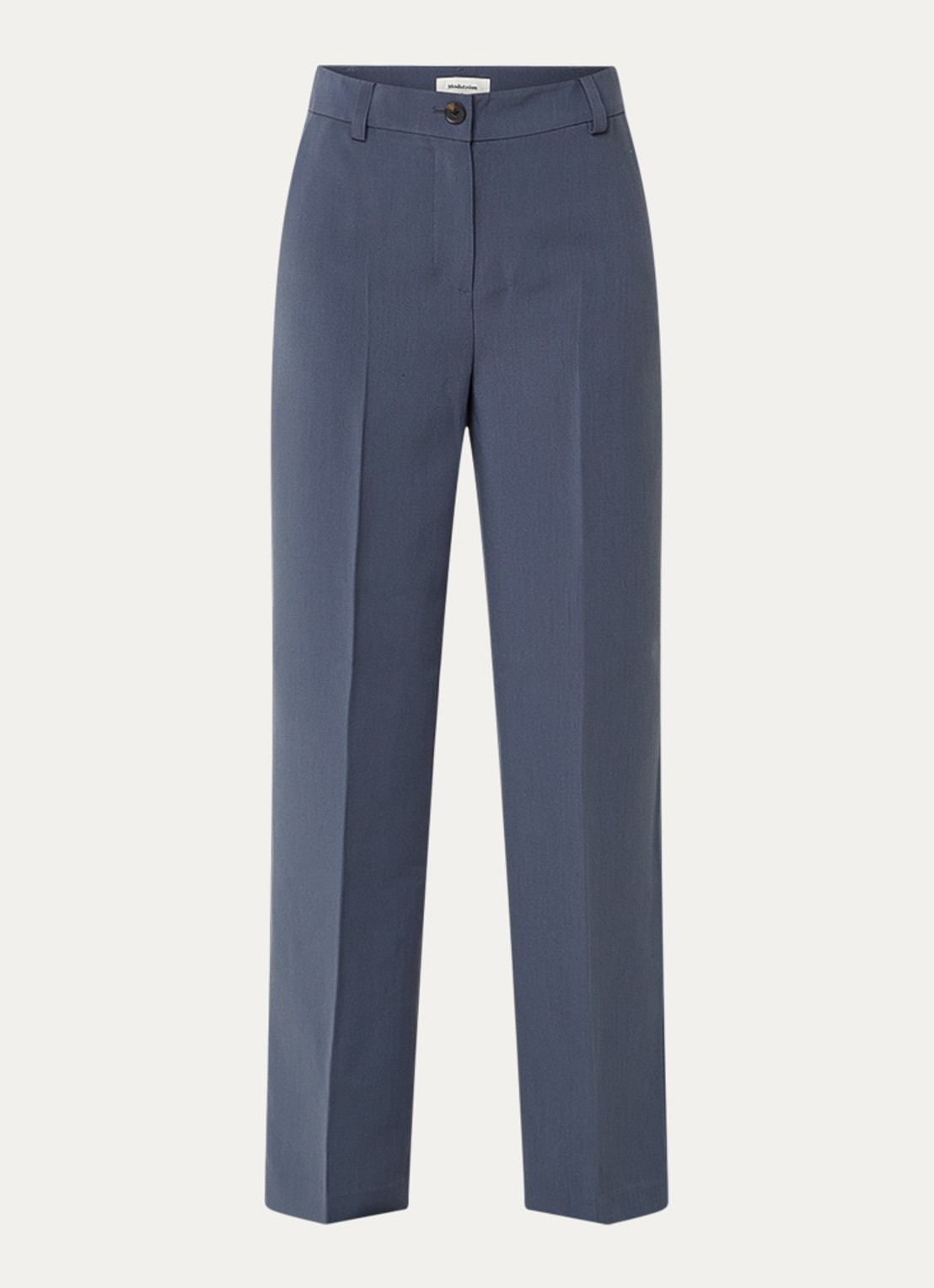 Modström Gale high waist straight fit pantalon met steekzakken en persplooi - voorkant staalblauw
