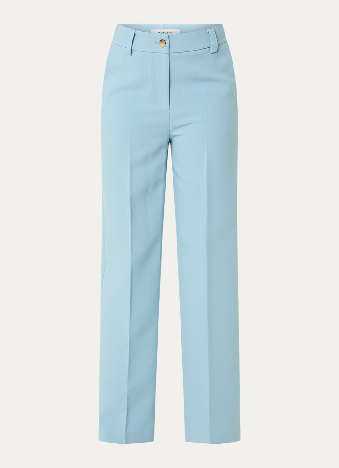 Modström Gale high waist straight fit pantalon met steekzakken en persplooi - voorkant 2 blauw