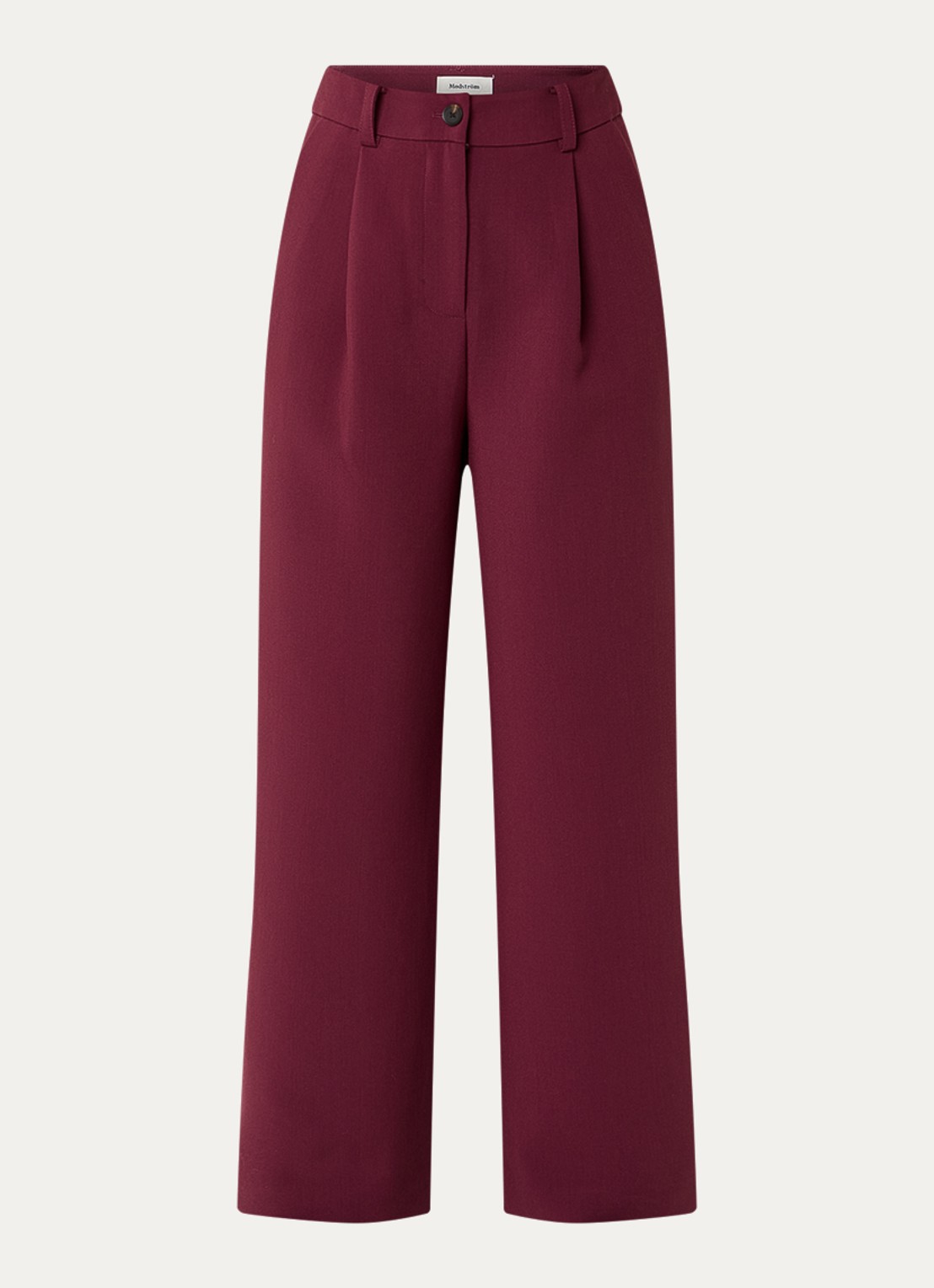 Modström Gale high waist straight fit pantalon met steekzakken en persplooi - voorkant 2 donkerrood