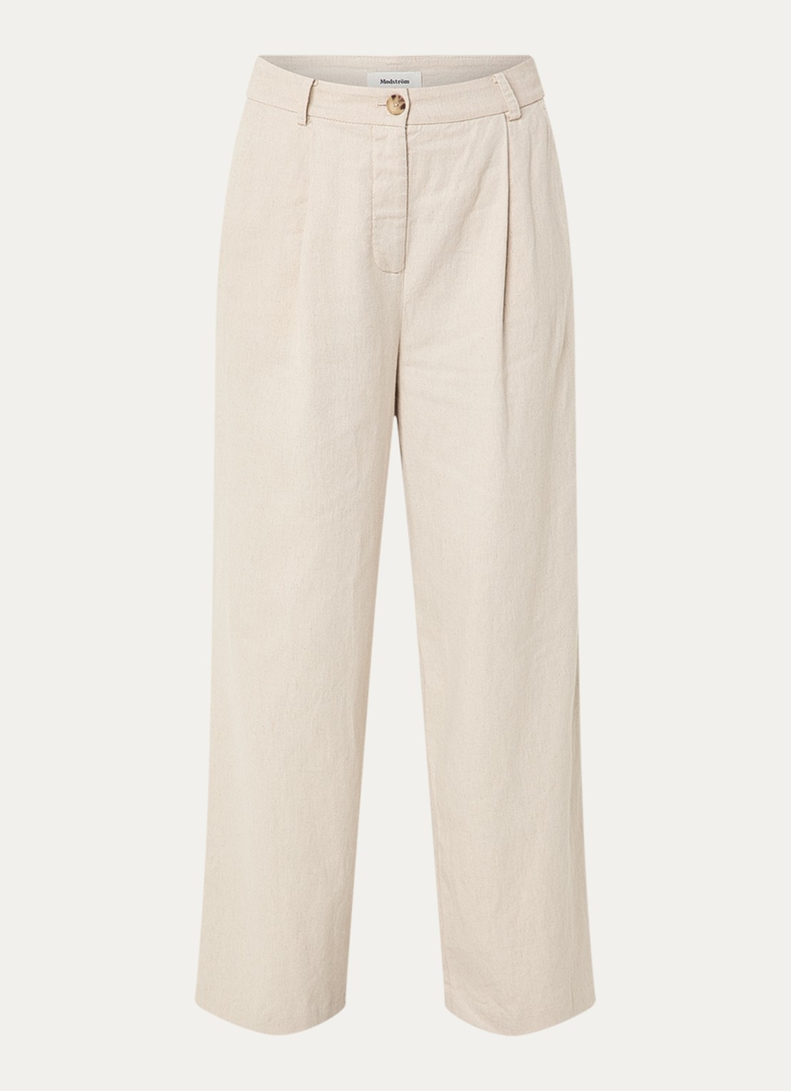 Modström Gale mid waist loose fit pantalon in linnenblend - voorkant 3 beige