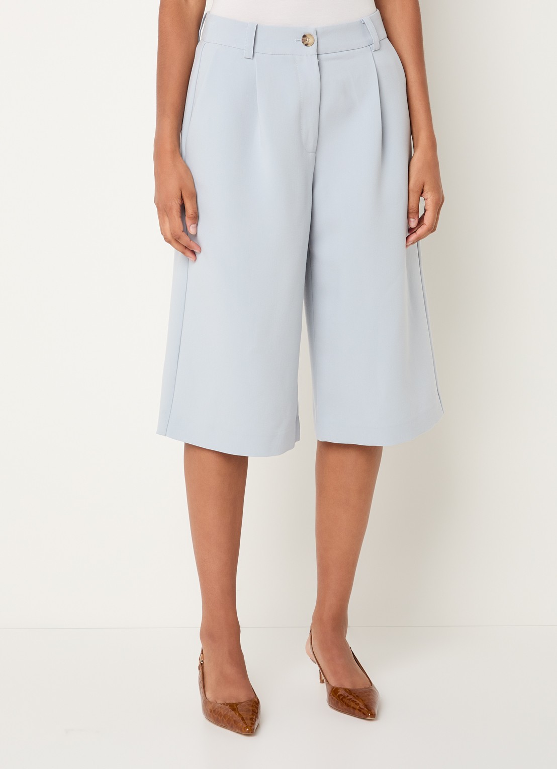 Modström Gale mid waist wide fit culotte - detail 4 lichtblauw
