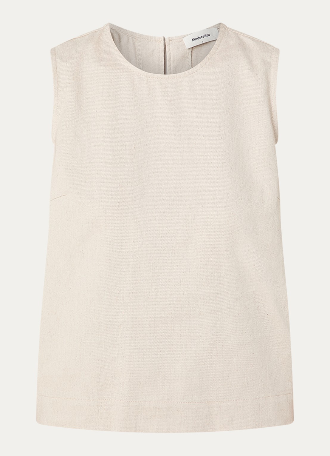 Modström Gale top in linnenblend met keyhole - voorkant 3 beige