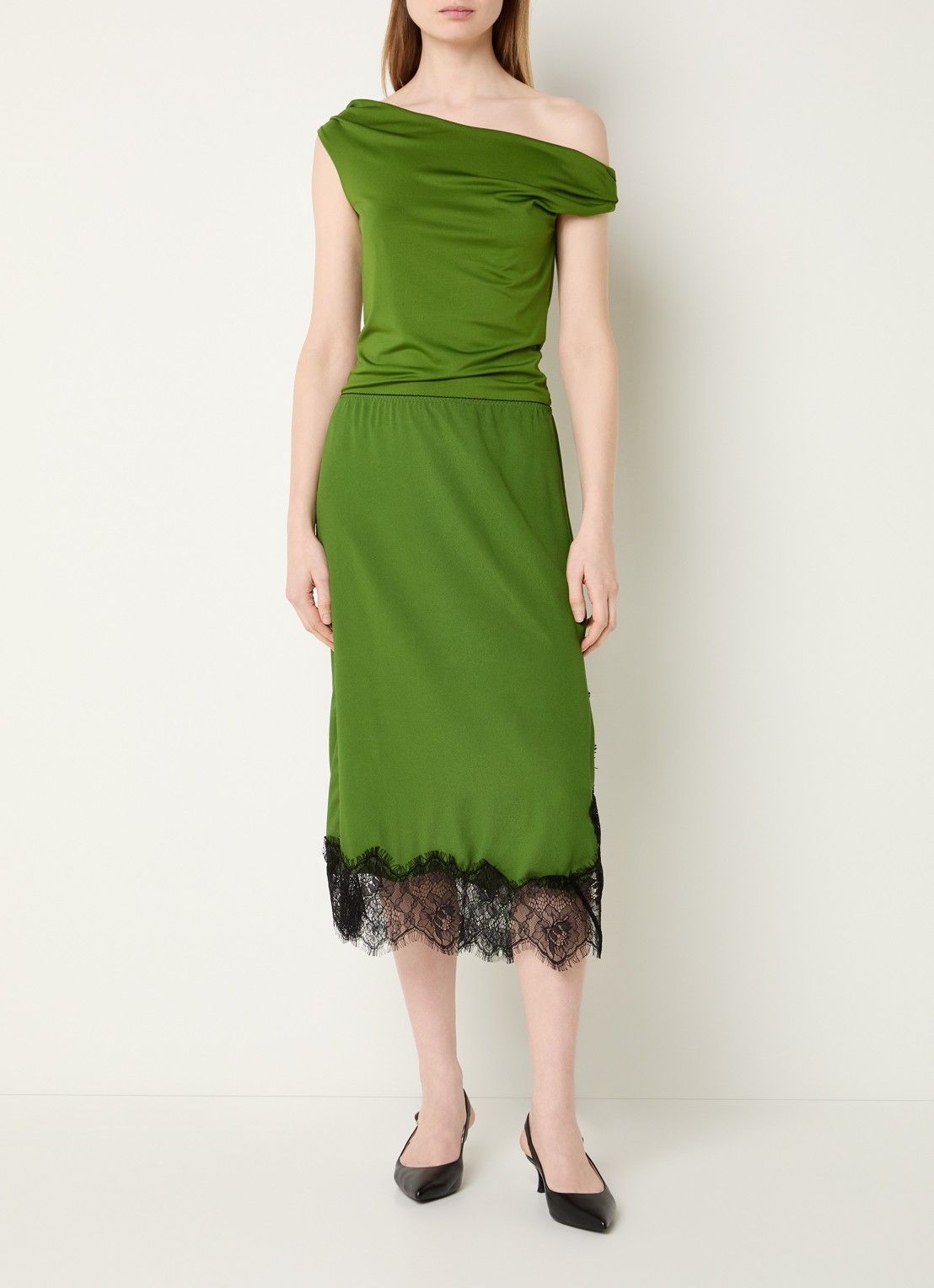 Modström Hima off shoulder top - voorkant 2 groen