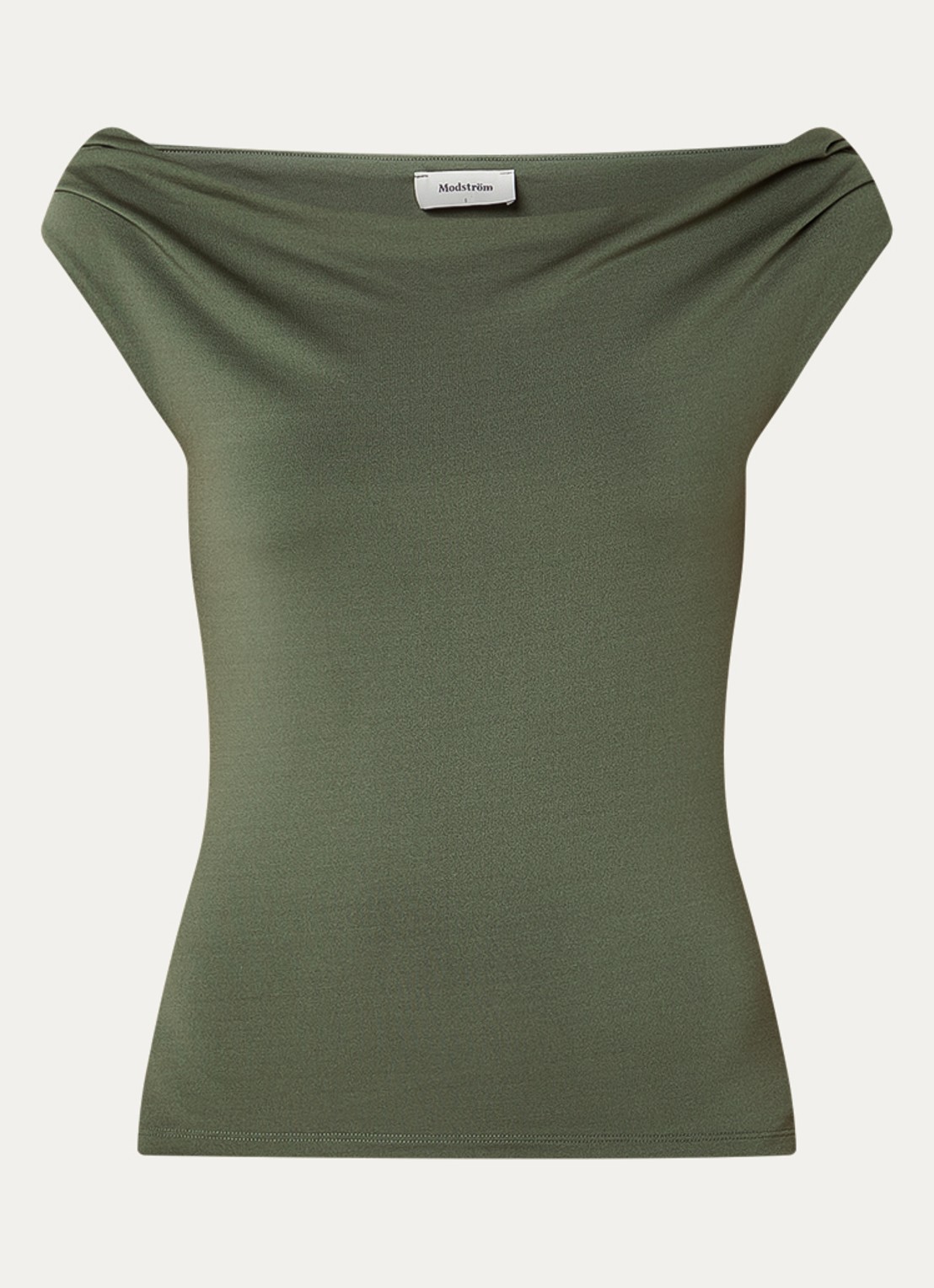 Modström Hima off shoulder top - voorkant olijfgroen