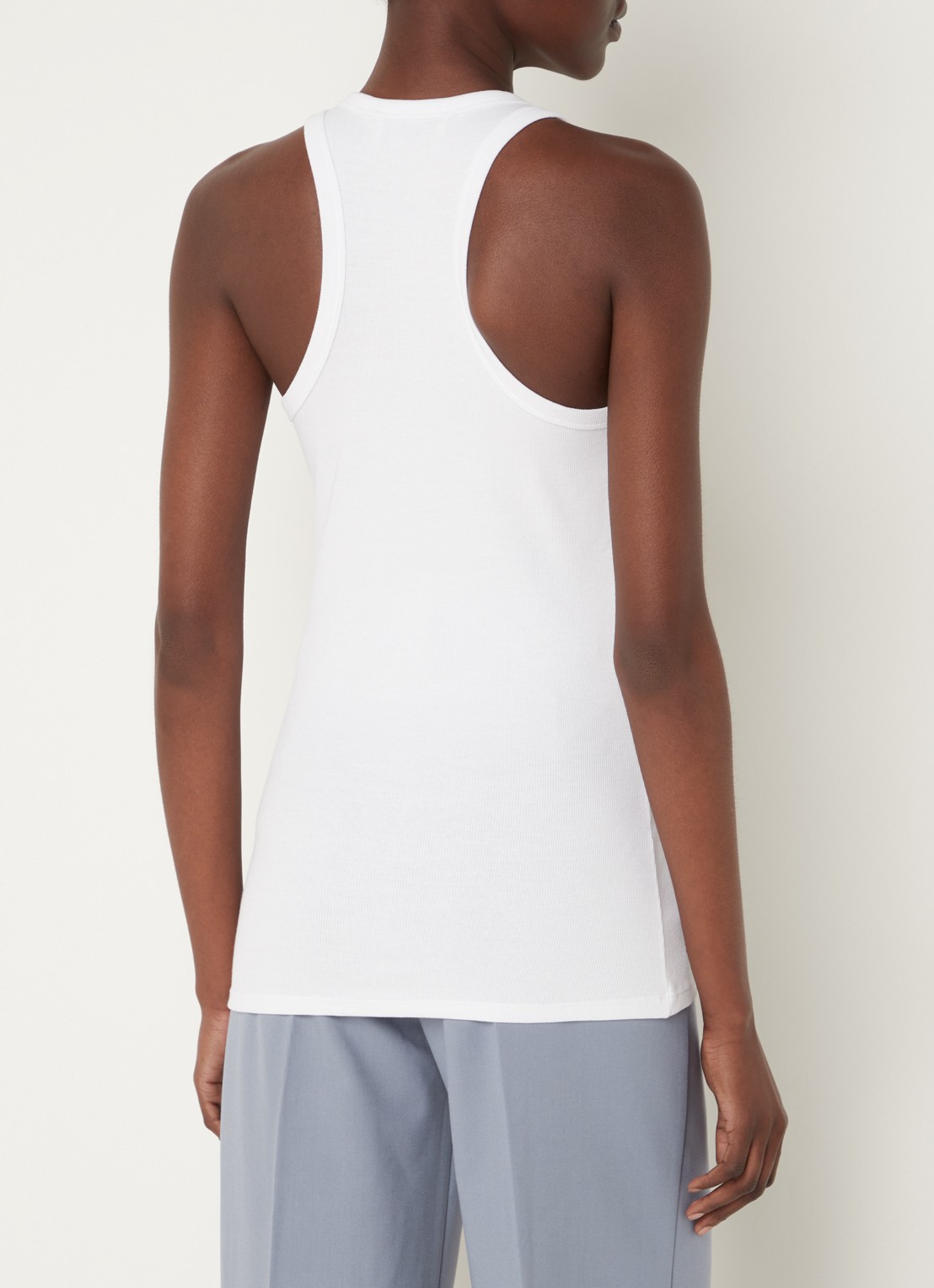 Modström Igor ribgebreide tanktop met stretch - achterkant 3 wit