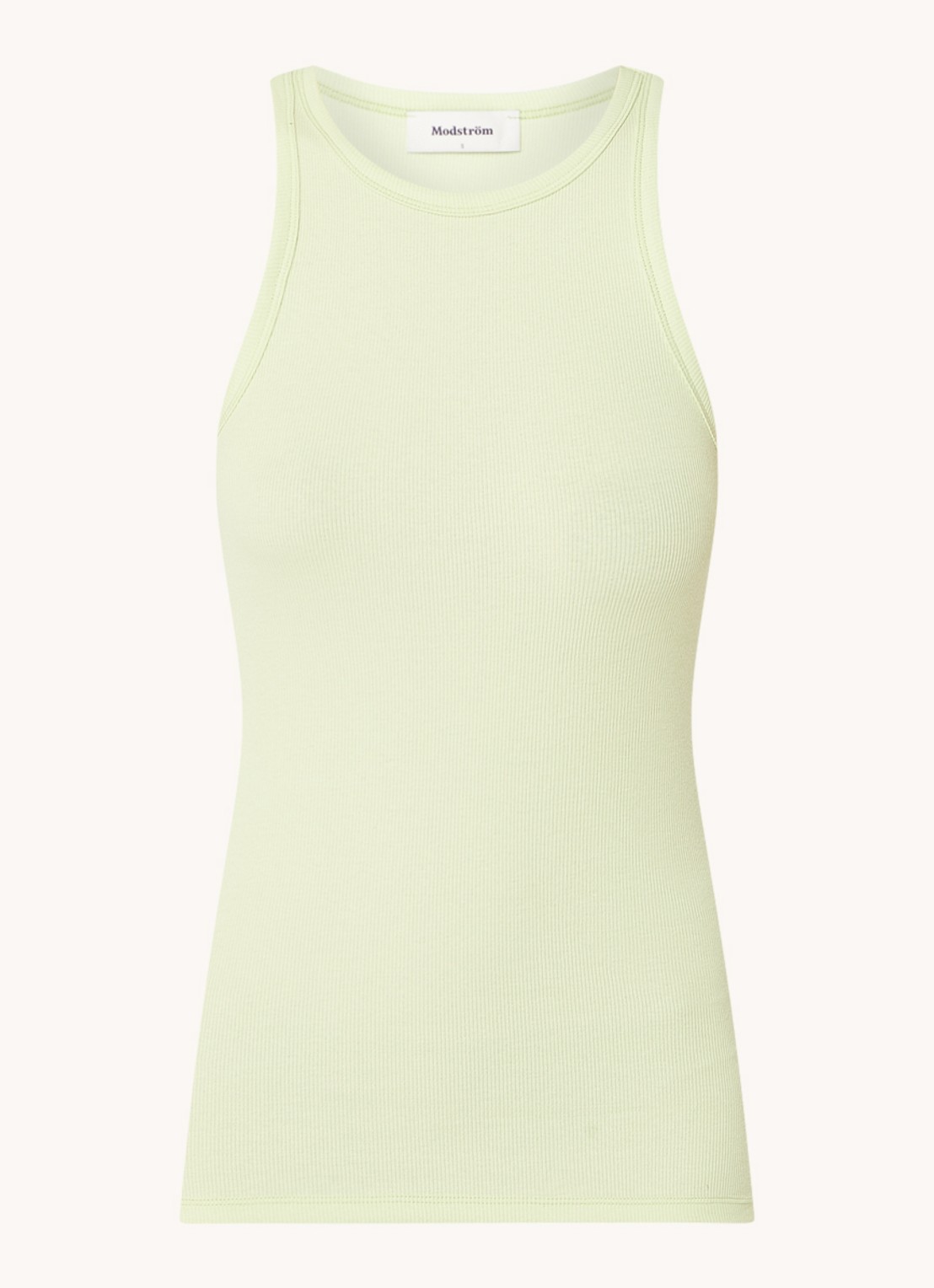 Modström Igor ribgebreide tanktop met stretch - voorkant 3 neongroen