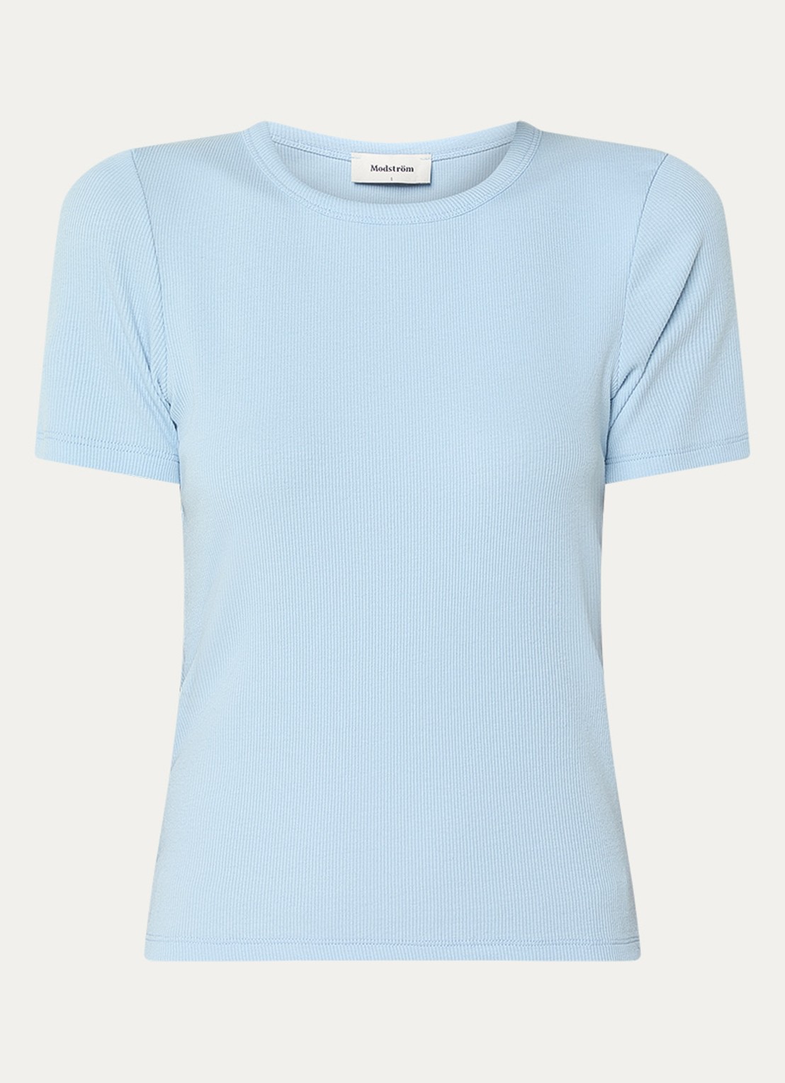 Modström Igor T-shirt met ribstructuur - voorkant 2 lichtblauw