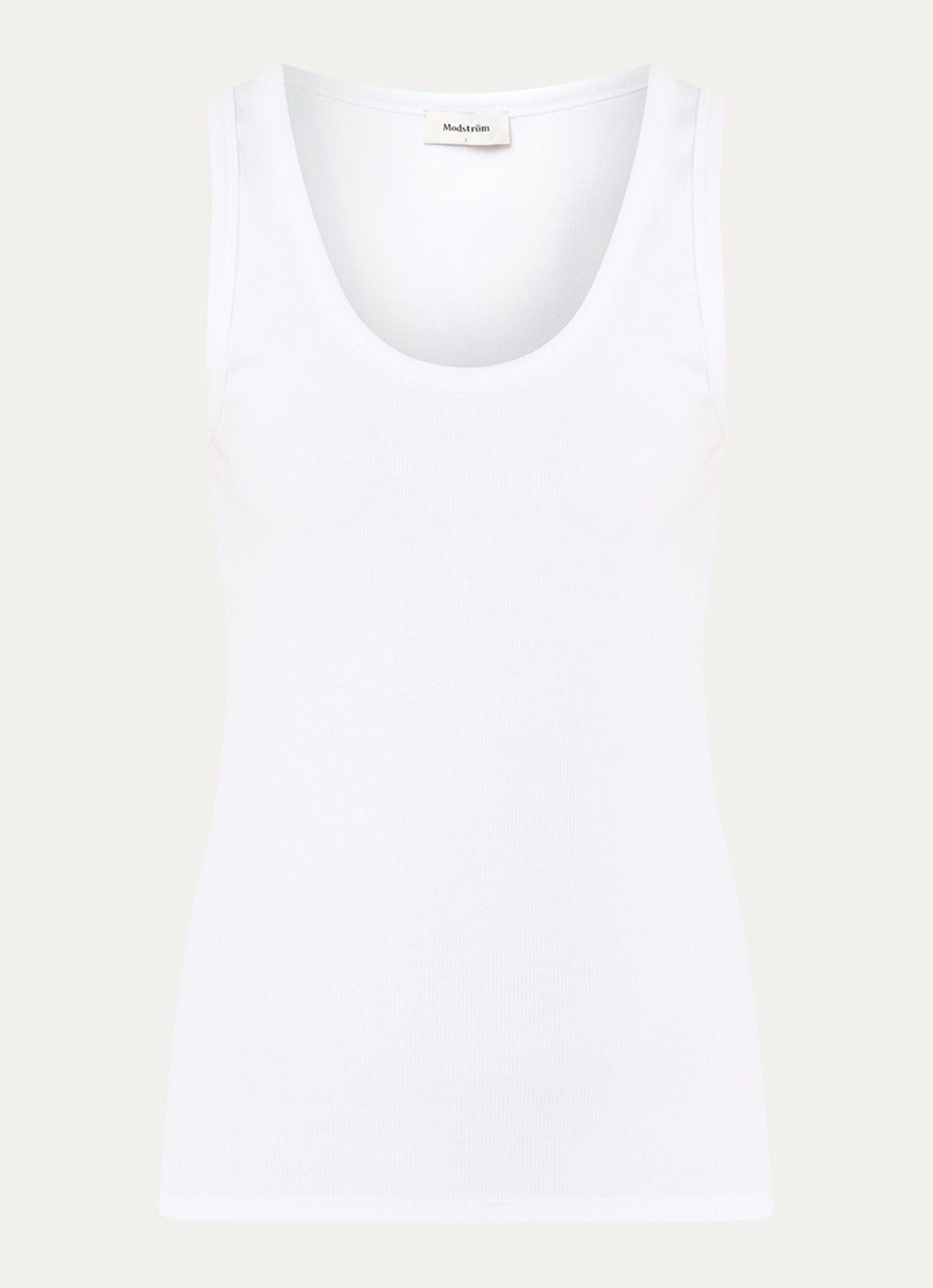 Modström Igor tanktop met ribstructuur - voorkant wit