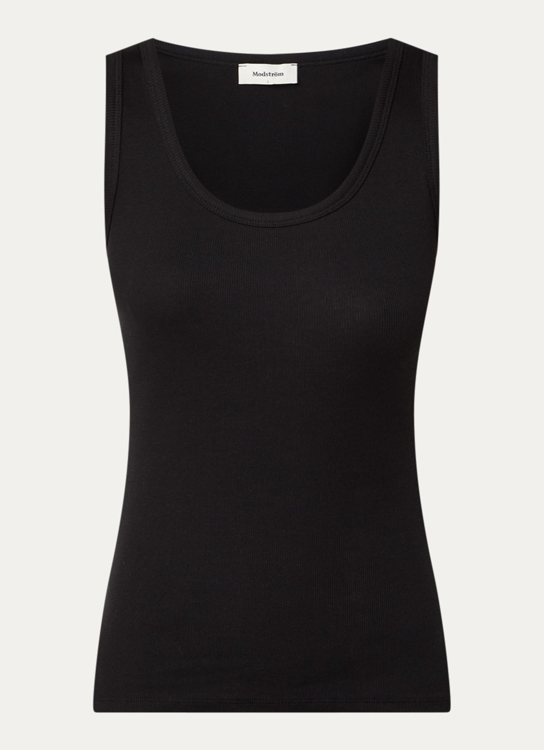 Modström Igor tanktop met ribstructuur - voorkant zwart
