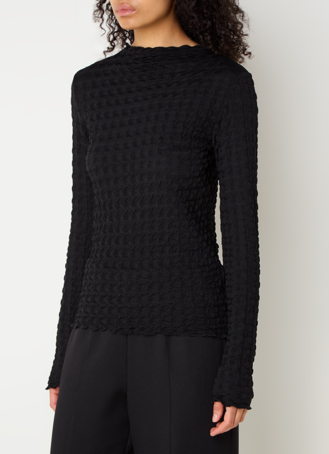 Modström Kimora longsleeve met structuur  - detail 4 zwart