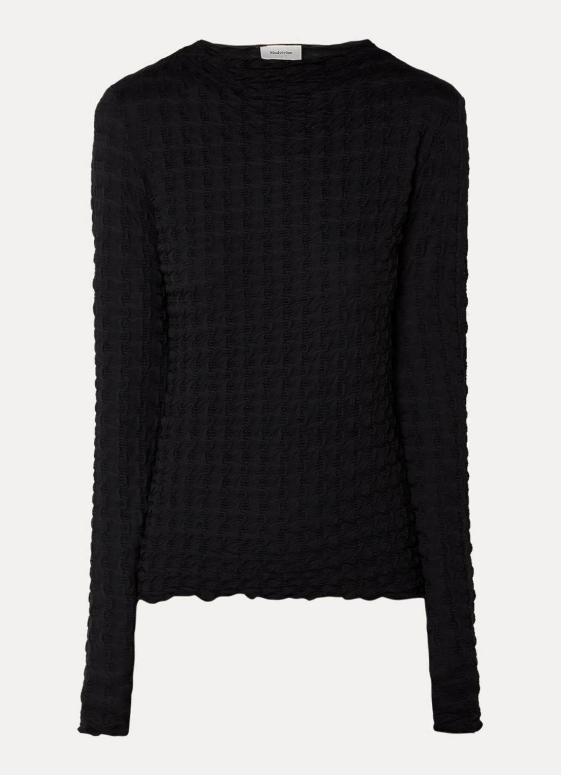 Modström Kimora longsleeve met structuur  - voorkant 2 zwart