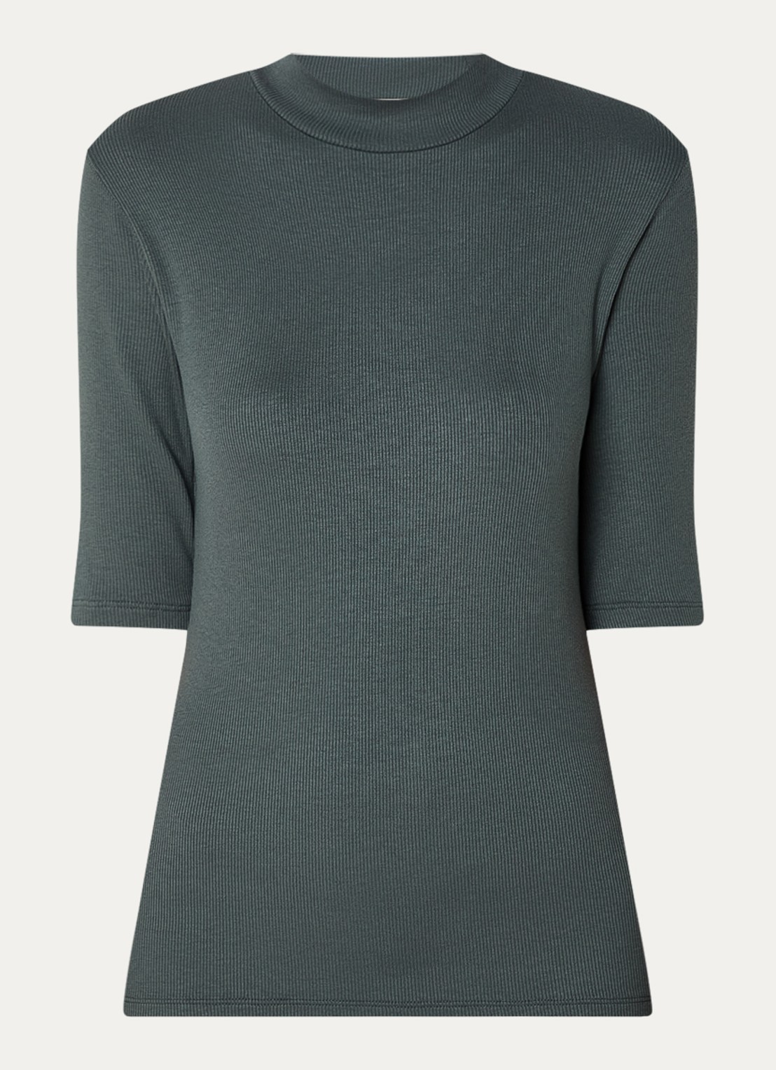 Modström Krown T-shirt met ribstructuur - voorkant 2 groen