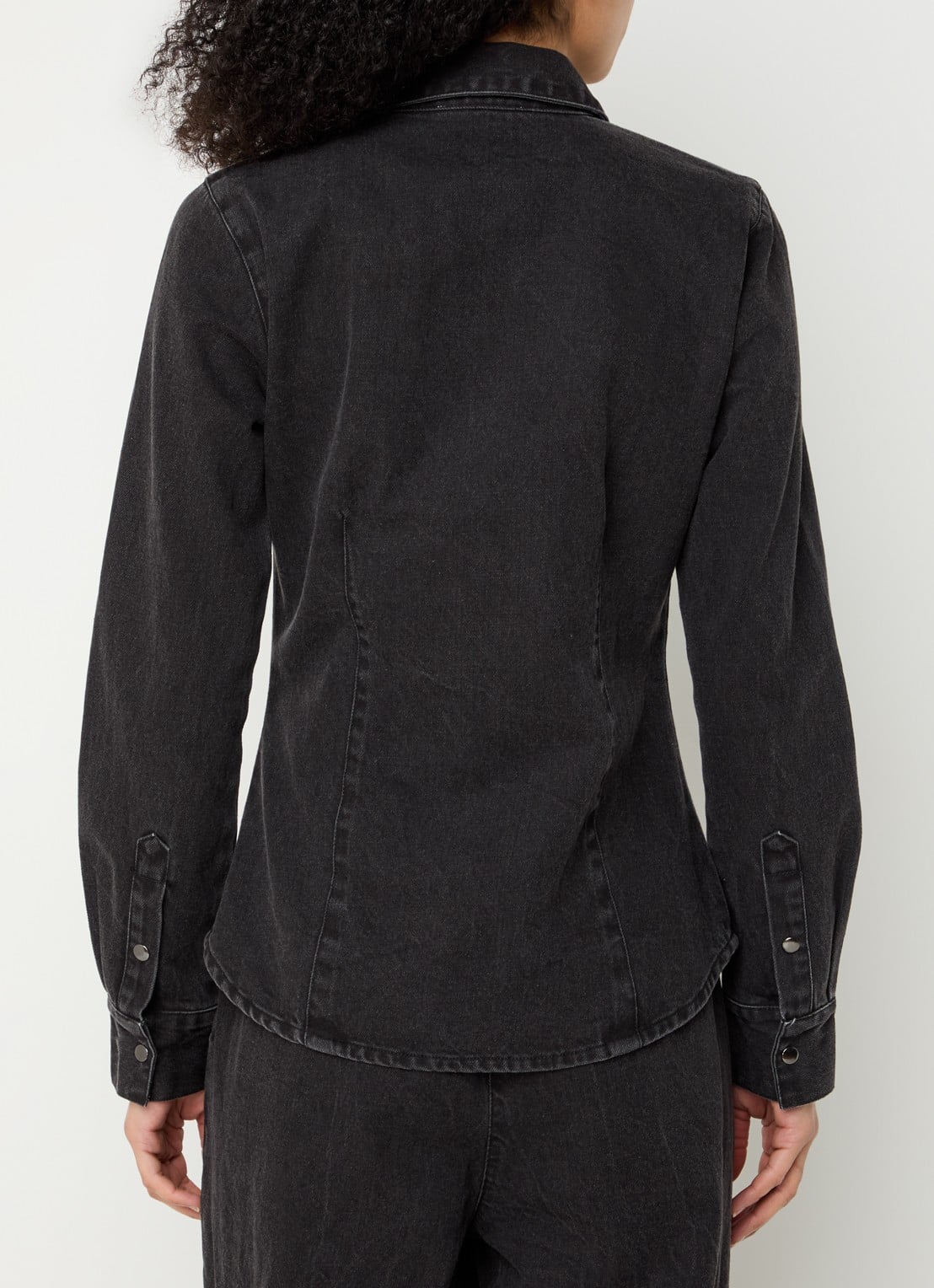 Modström Minni blouse van denim - achterkant 3 donkergrijs