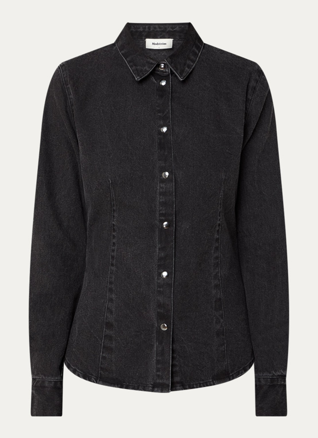 Modström Minni blouse van denim - voorkant donkergrijs