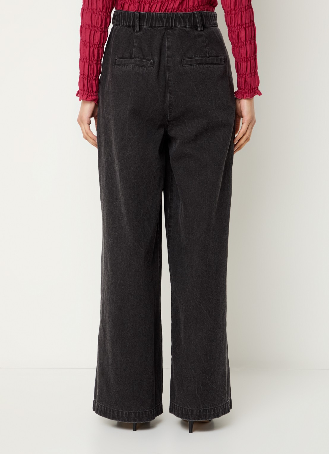 Modström Minni high waist wide leg jeans met gekleurde wassing - achterkant antraciet