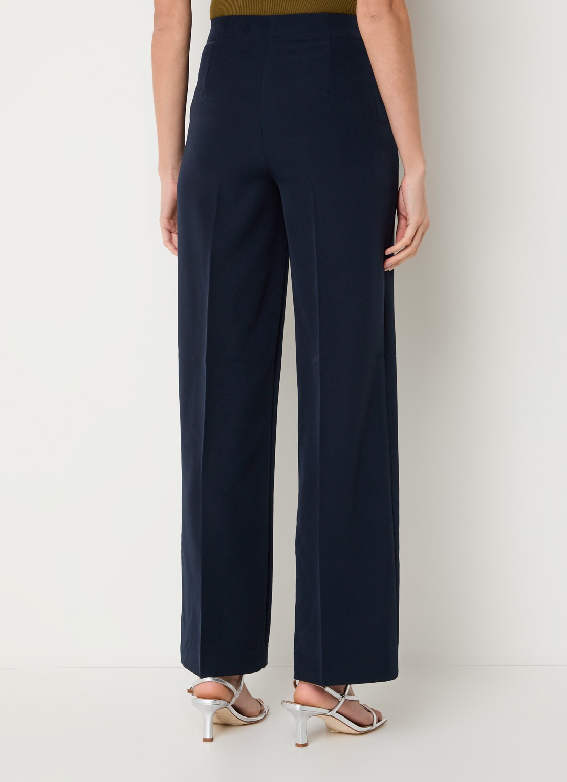 Modström Nelli high waist loose fit pantalon met steekzakken - achterkant donkerblauw