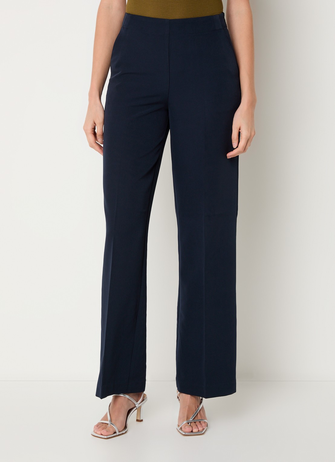Modström Nelli high waist loose fit pantalon met steekzakken - detail 4 donkerblauw