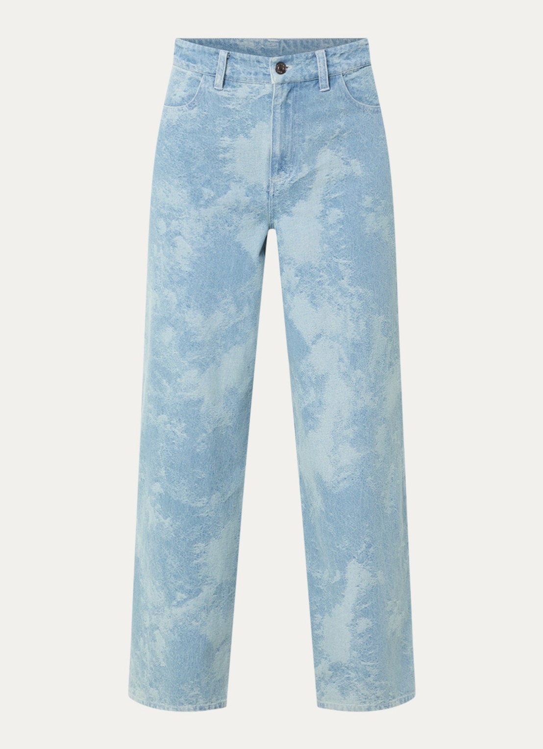 Modström Newland high waist wide leg jeans met jacquard dessin - voorkant indigo