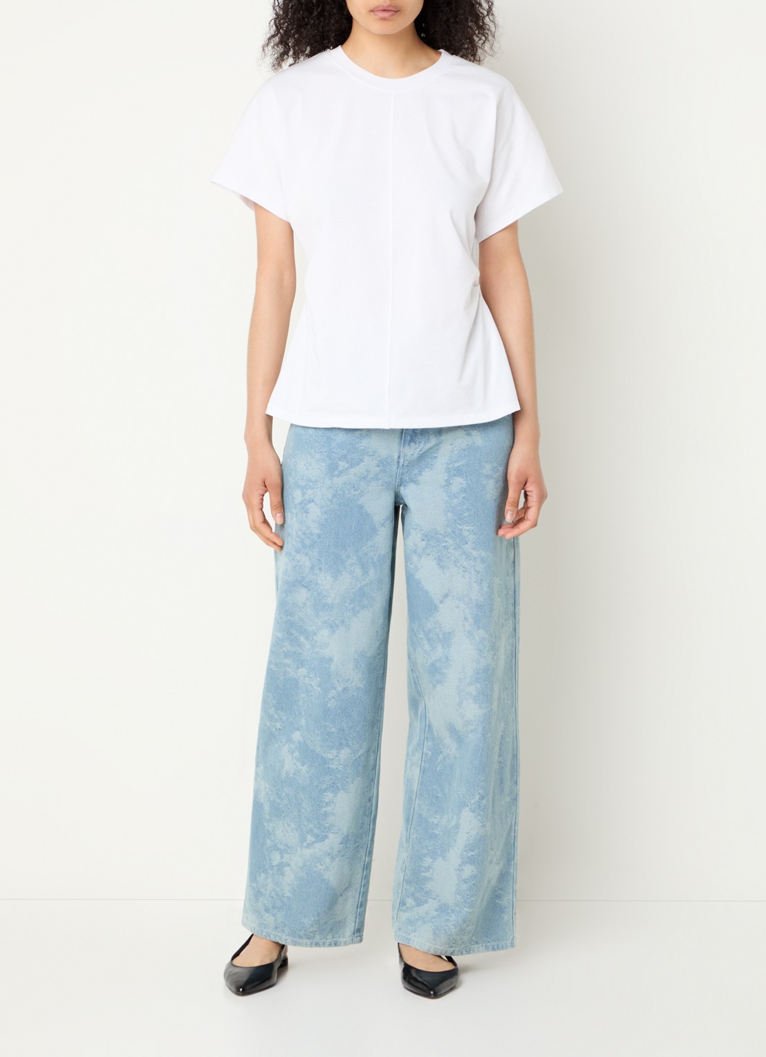 Modström Newland high waist wide leg jeans met jacquard dessin - voorkant 2 indigo