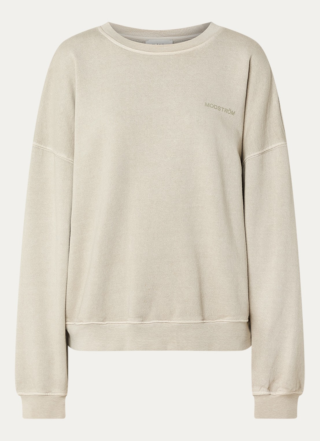 Modström Niarn sweater van  katoen met logo - voorkant 3 lichtgrijs