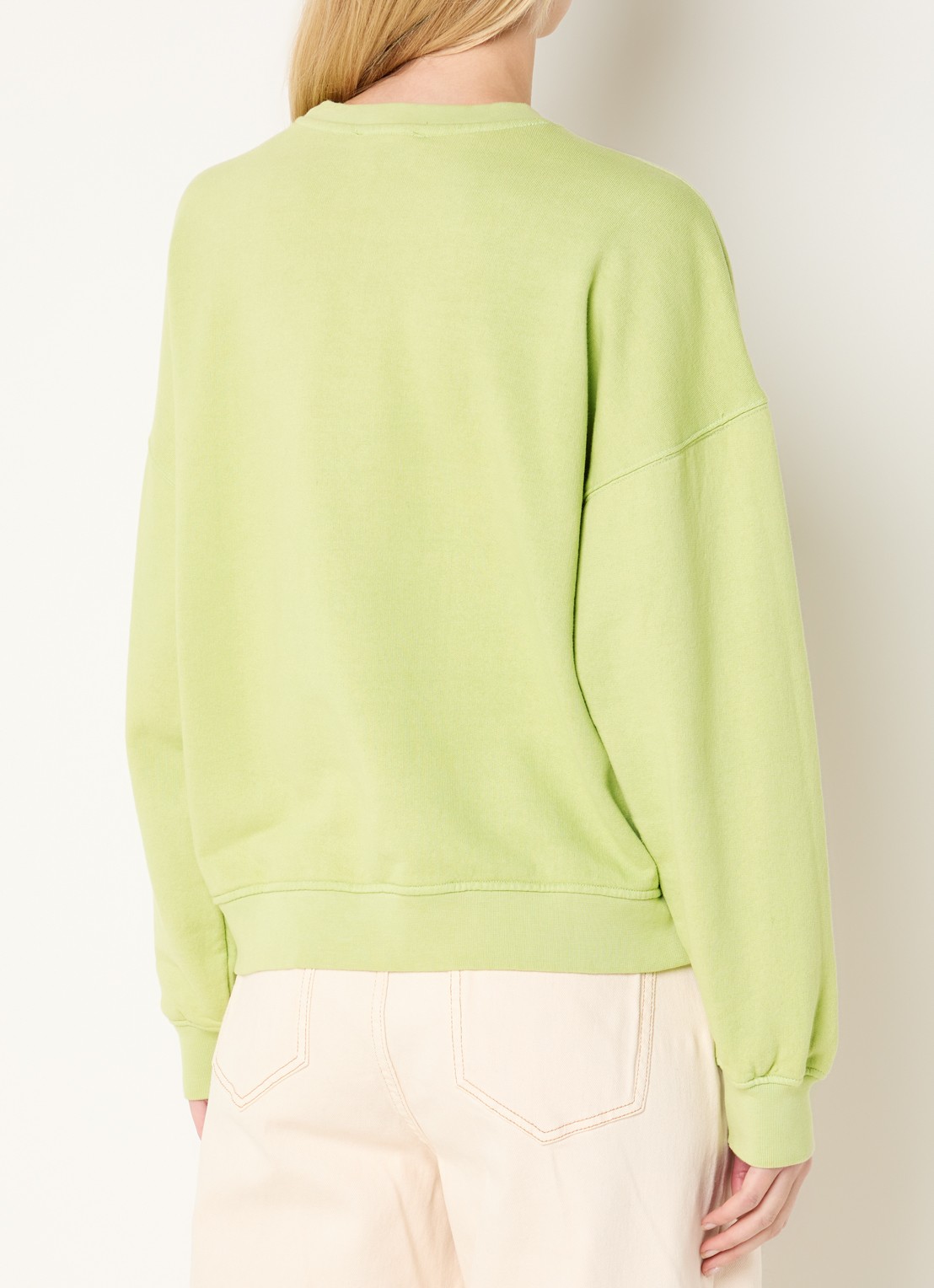 Modström Niarn sweater van  katoen met logo - achterkant 3 lime