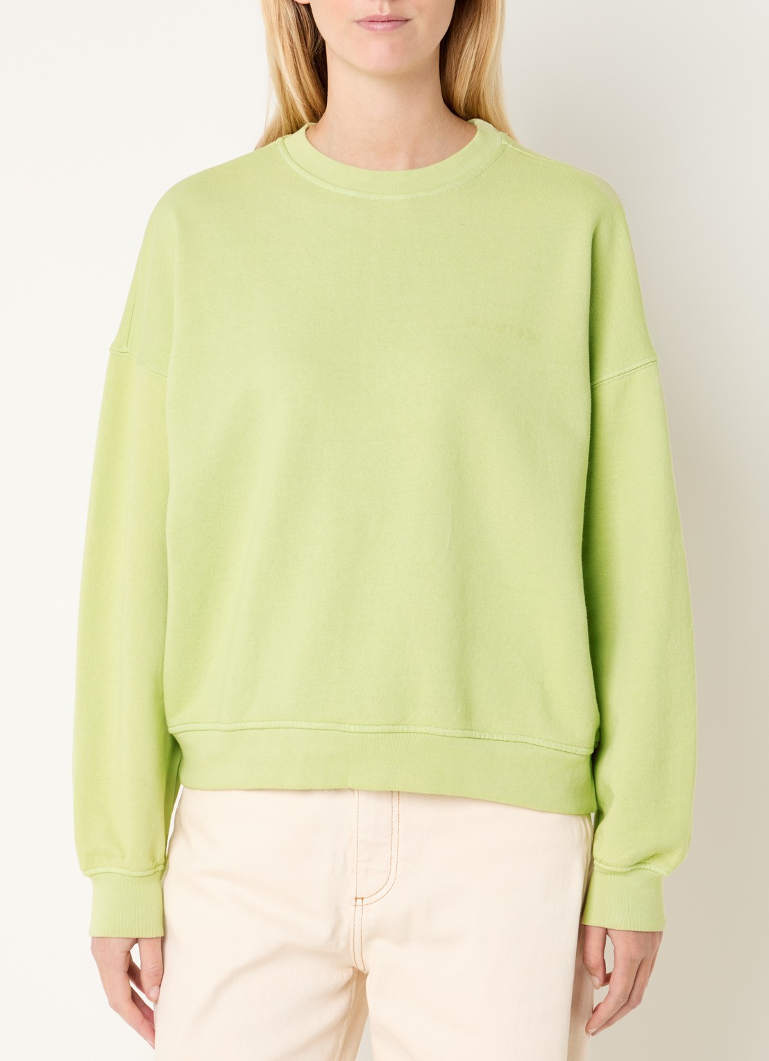 Modström Niarn sweater van  katoen met logo - detail 4 lime