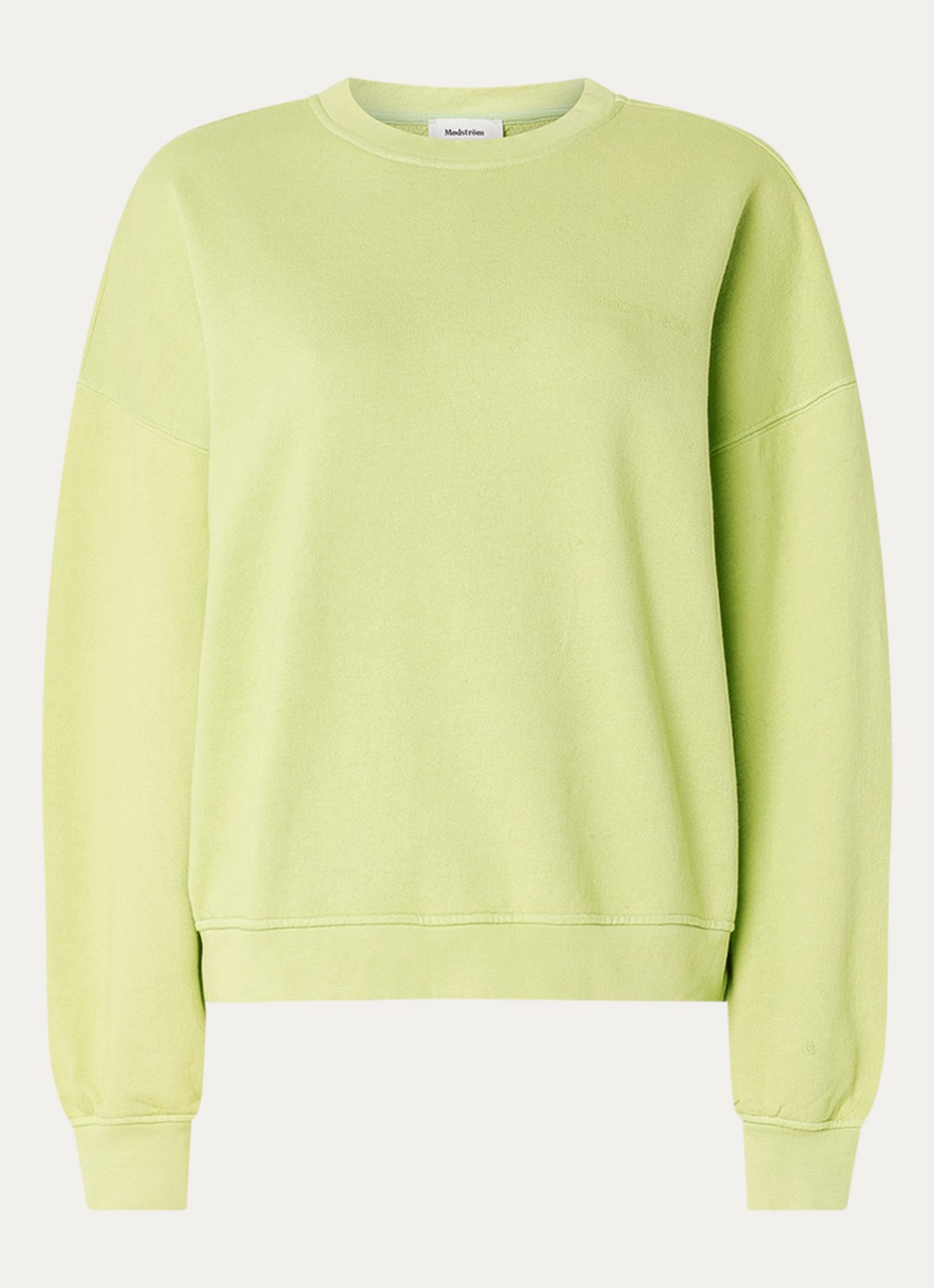 Modström Niarn sweater van  katoen met logo - voorkant lime