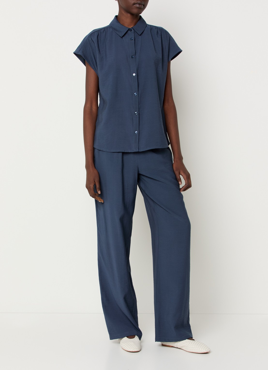 Modström Nicki blouse met plooidetail - voorkant 3 indigo