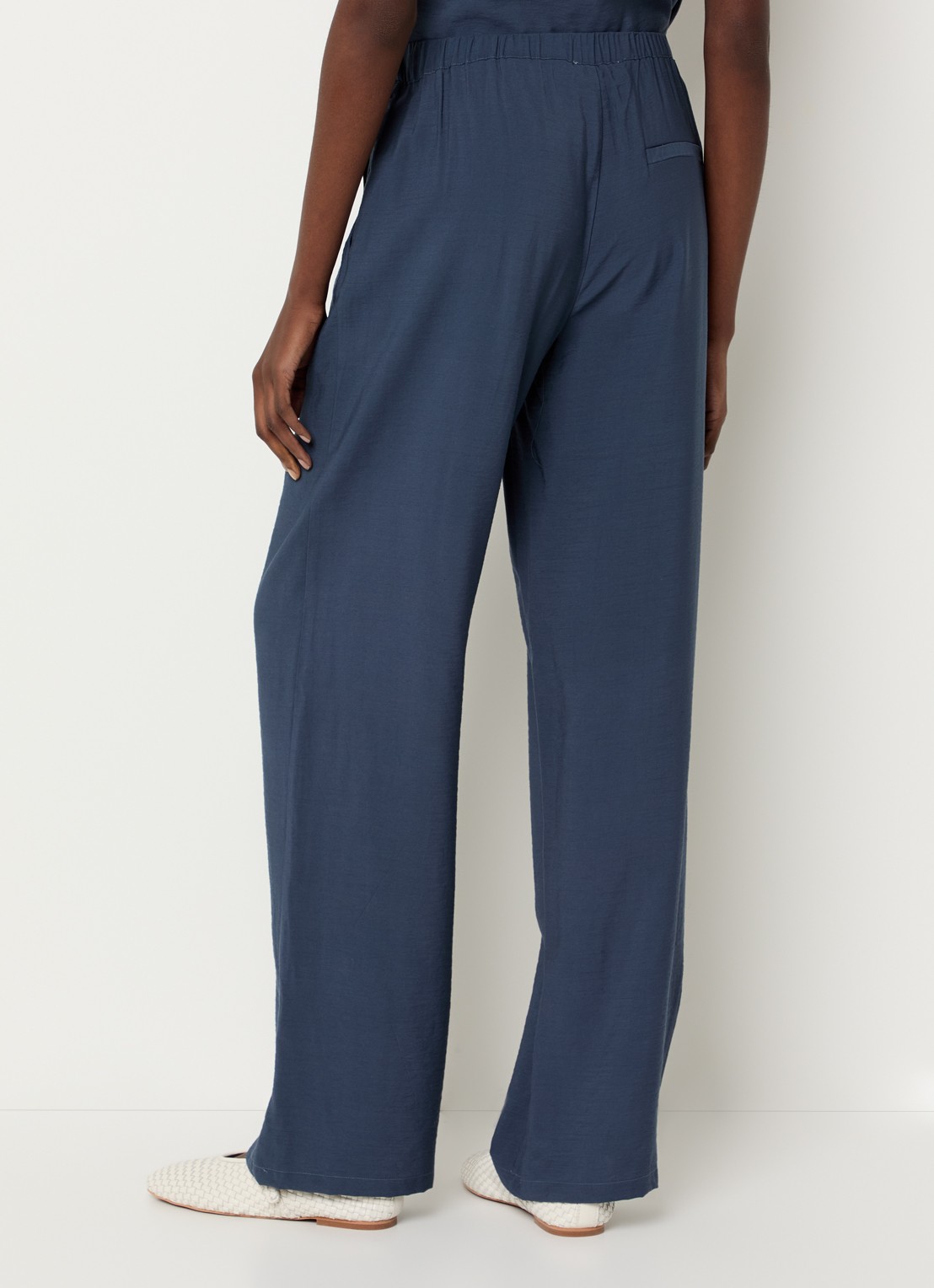 Modström Nicki high waist wide fit broek met steekzakken - achterkant 2 indigo