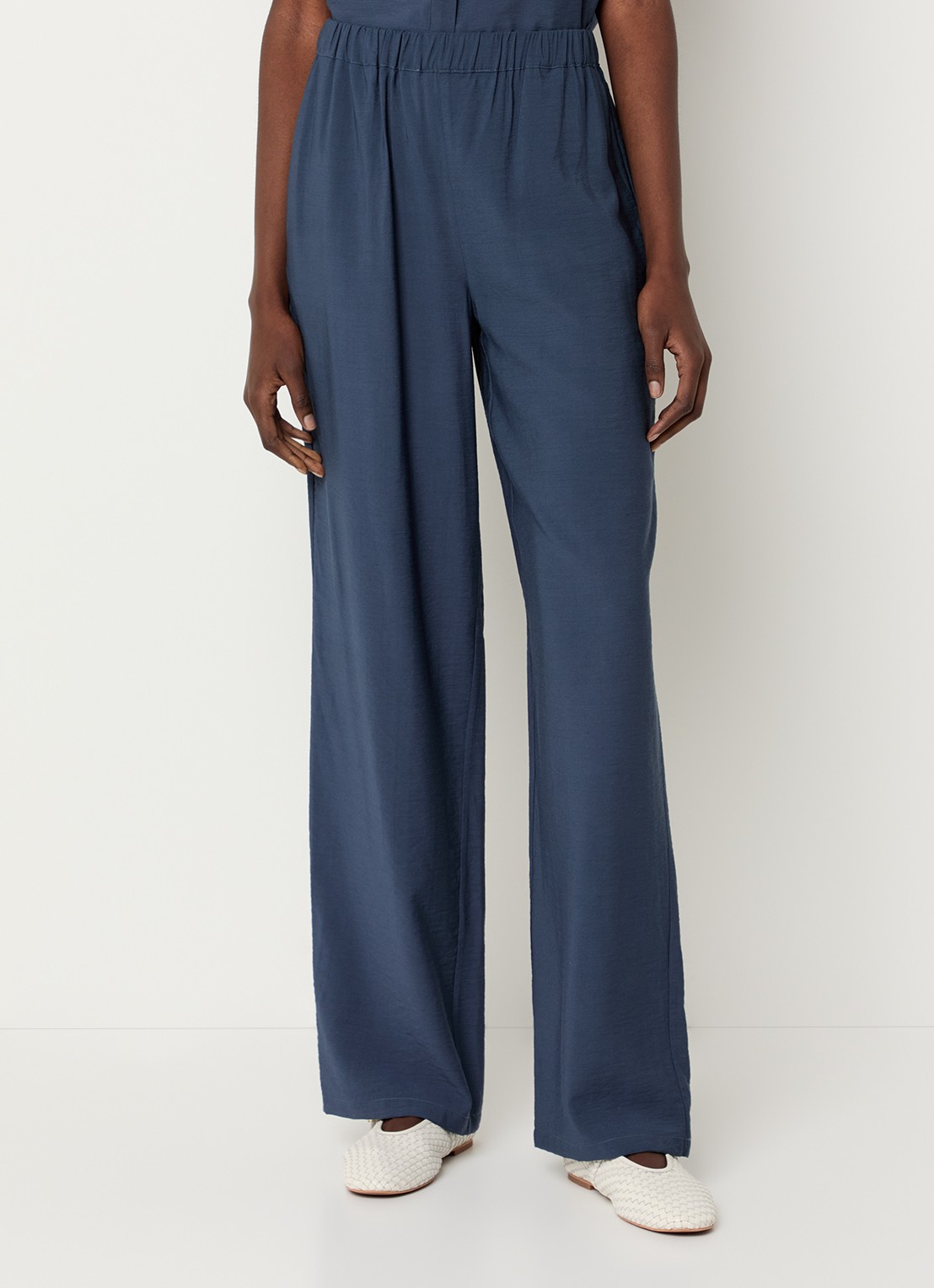 Modström Nicki high waist wide fit broek met steekzakken - detail indigo