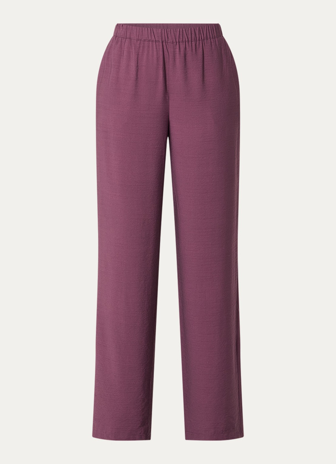 Modström Nicki high waist wide fit broek met steekzakken - voorkant 3 aubergine