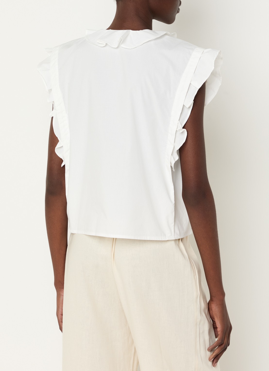 Modström Nikko mouwloze blouse met ruches - achterkant 2 gebroken wit