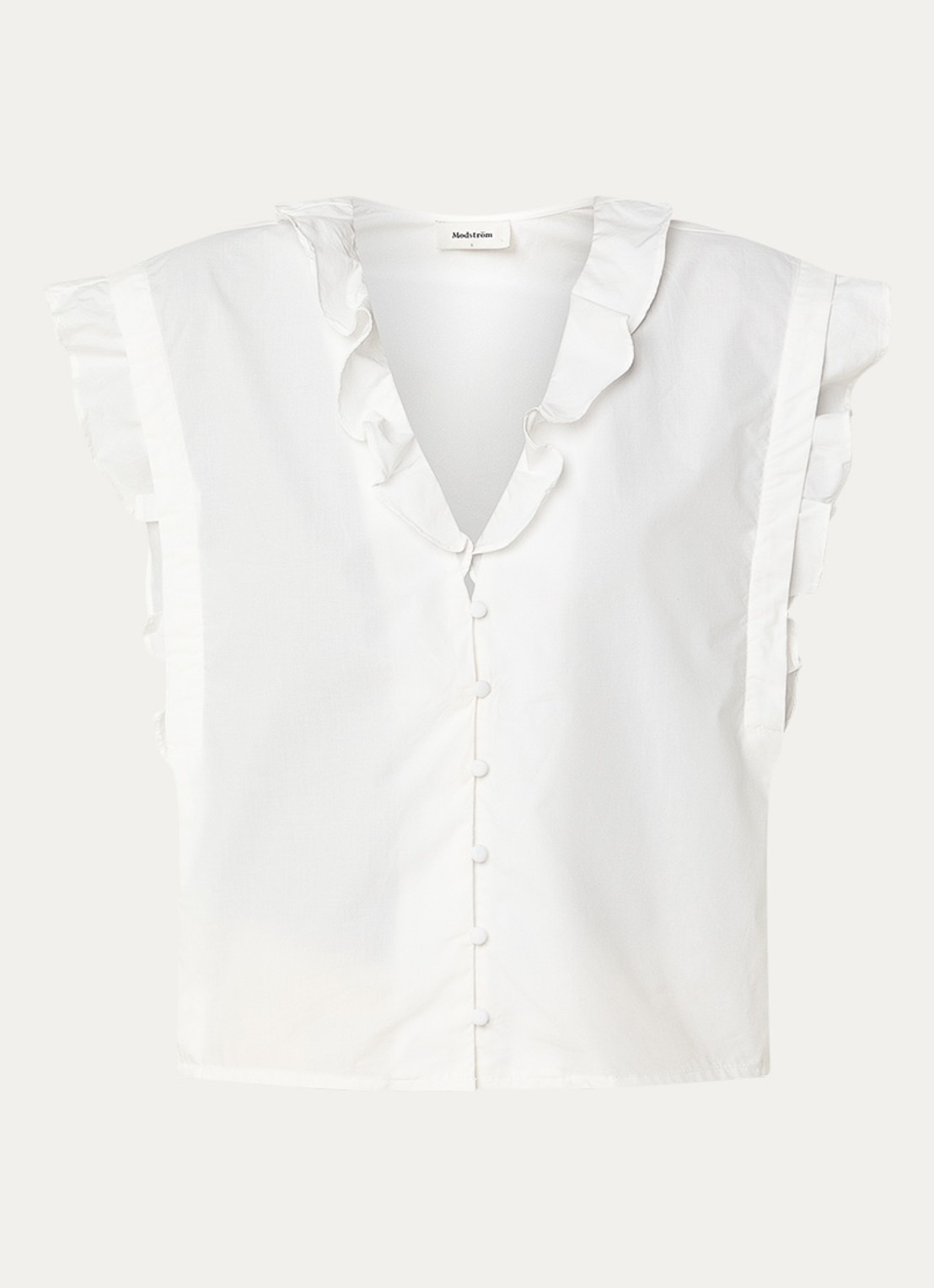 Modström Nikko mouwloze blouse met ruches - voorkant 3 gebroken wit