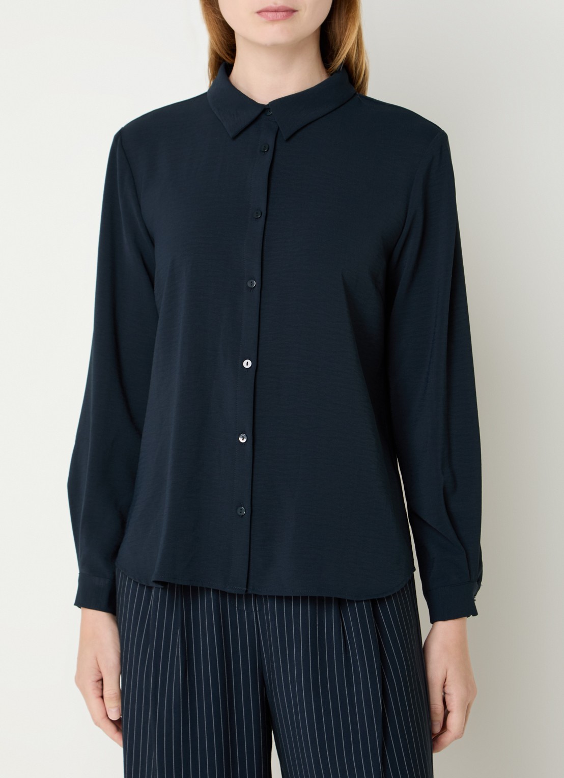 Modström Ossa blouse met kraag - detail 4 donkerblauw