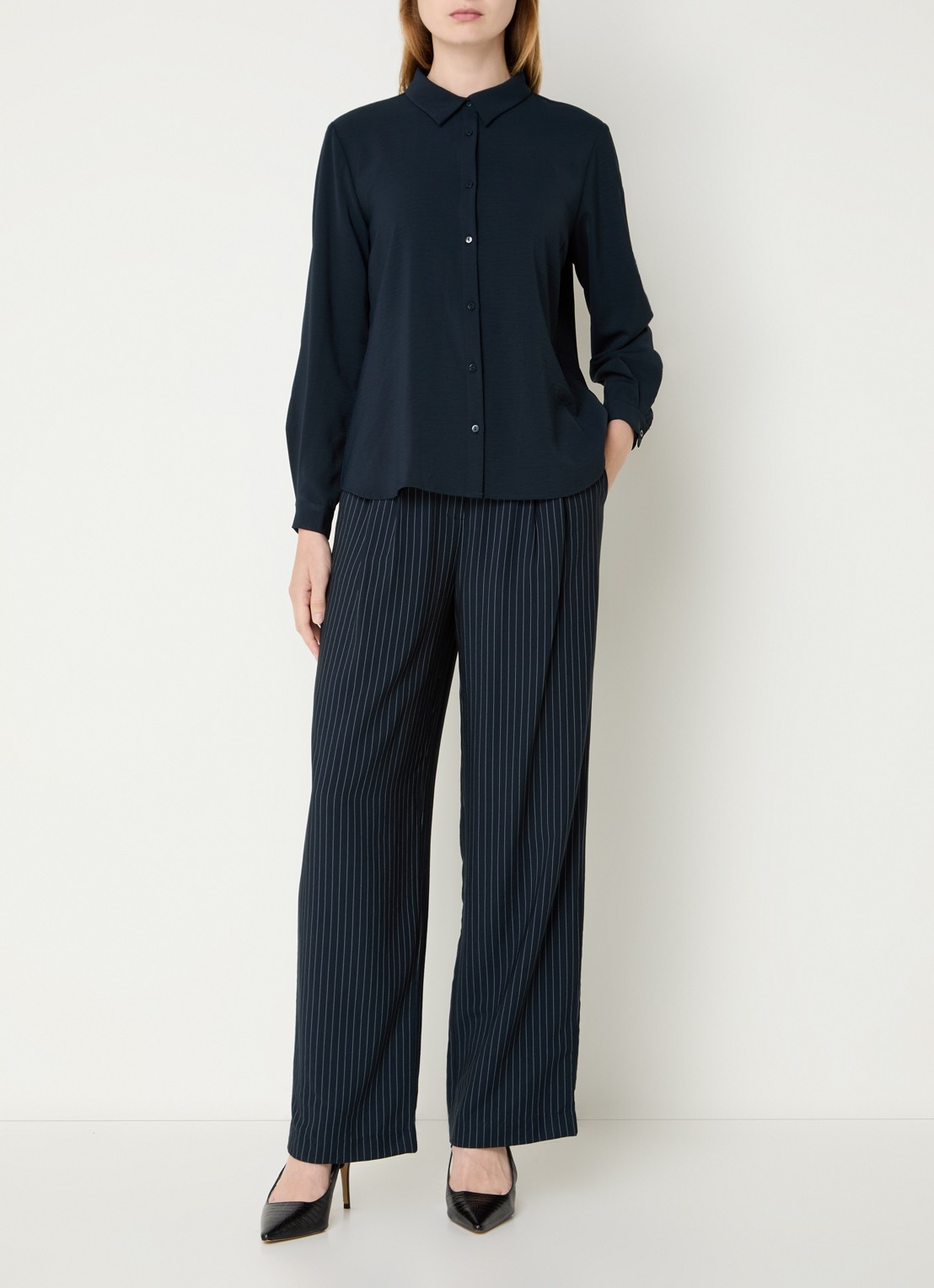 Modström Ossa blouse met kraag - voorkant 3 donkerblauw