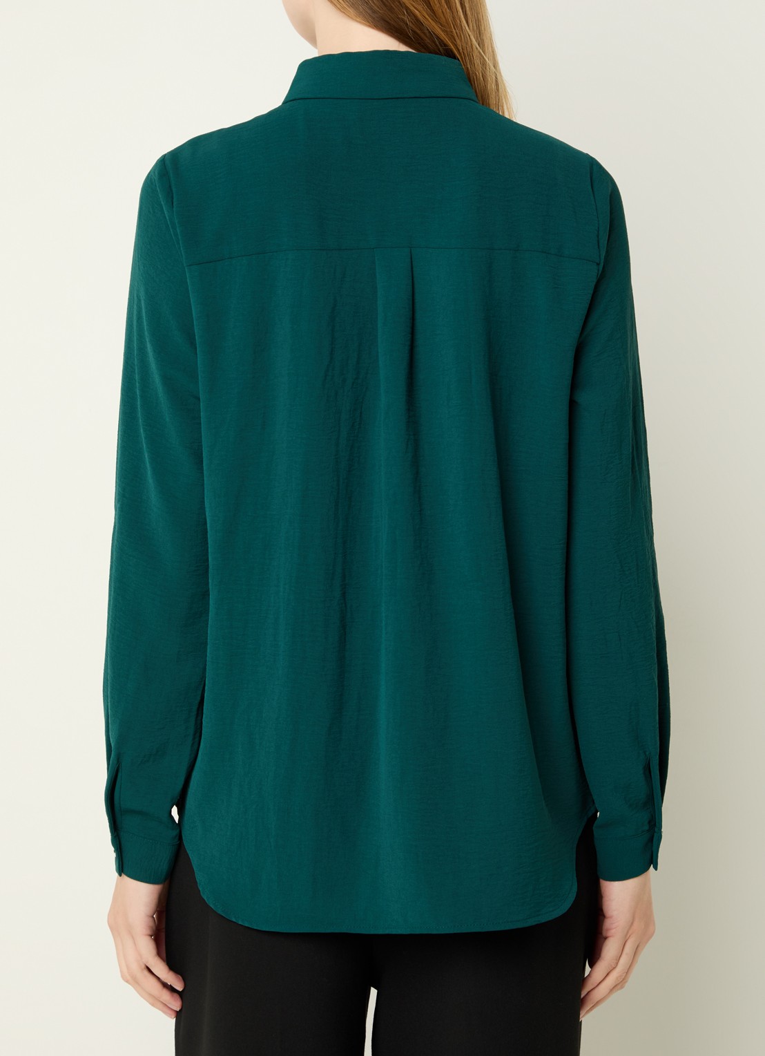 Modström Ossa blouse met kraag - achterkant flessengroen