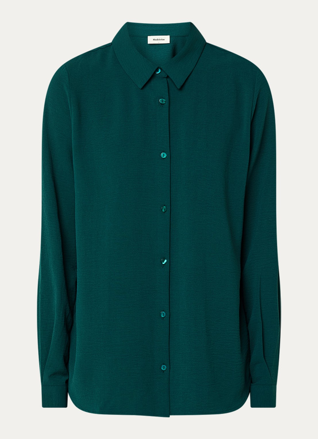 Modström Ossa blouse met kraag - voorkant 3 flessengroen