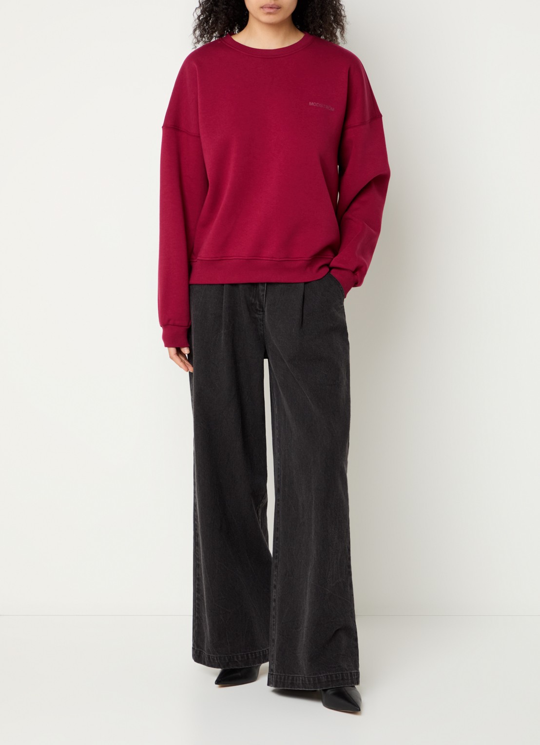 Modström Paula sweater met logo - voorkant 3 donkerrood