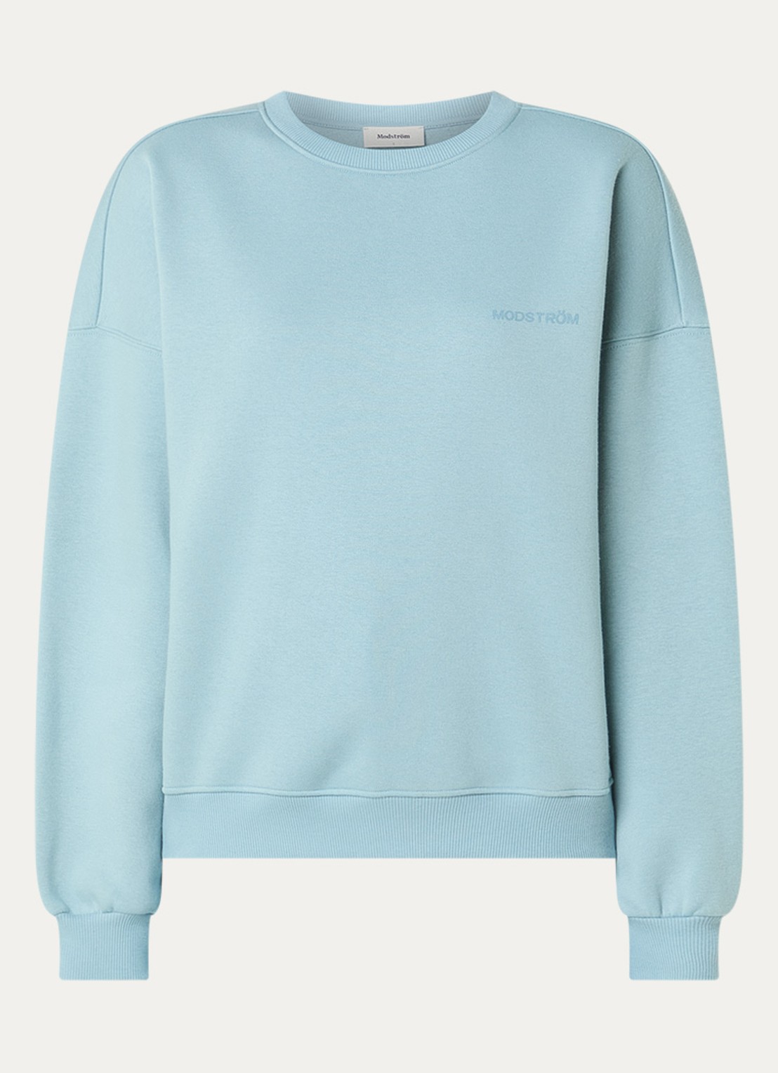 Modström Paula sweater met logo - voorkant aquablauw