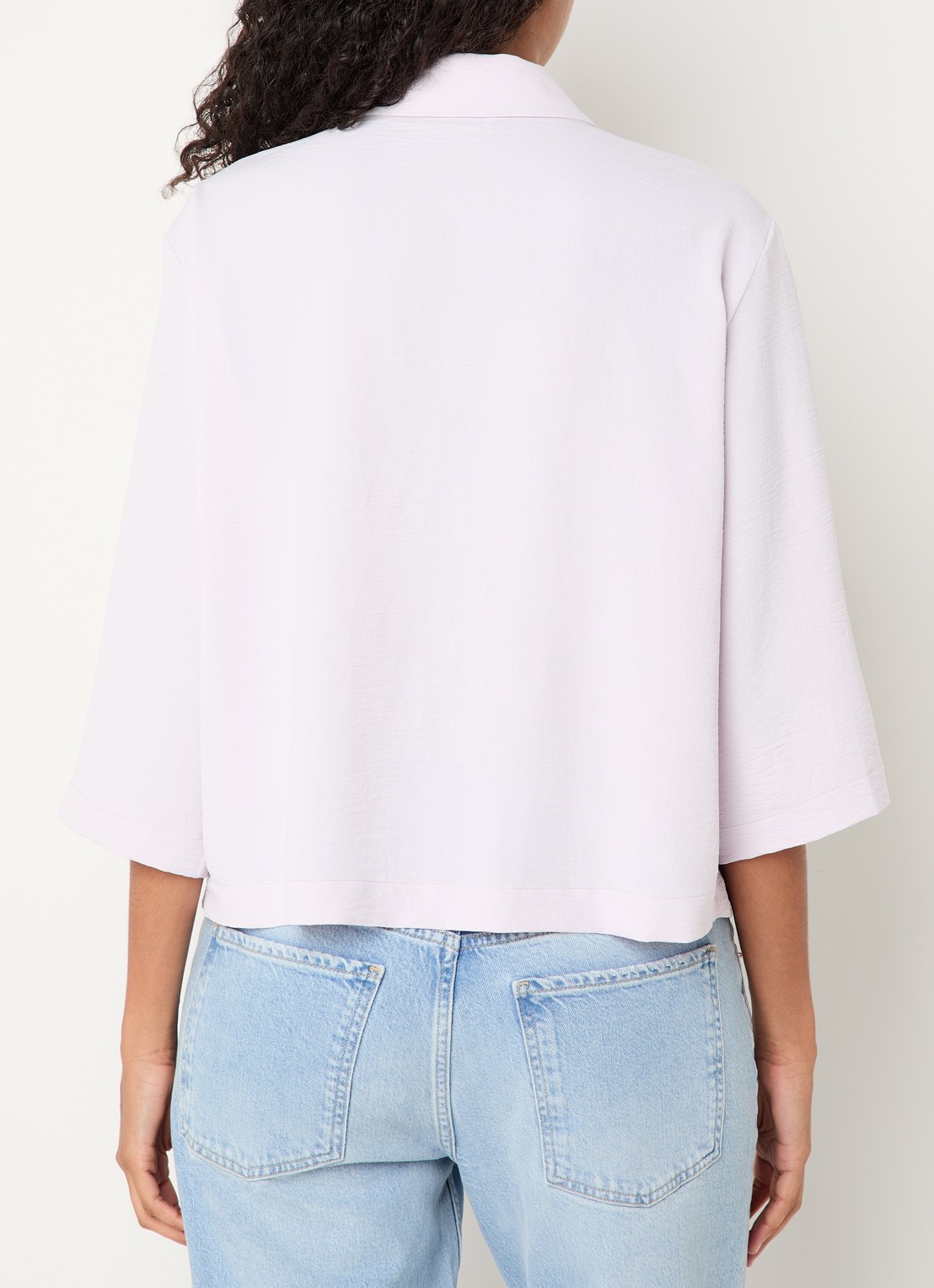 Modström Popel blouse van crêpe met trompetmouw - achterkant 4 lichtpaars