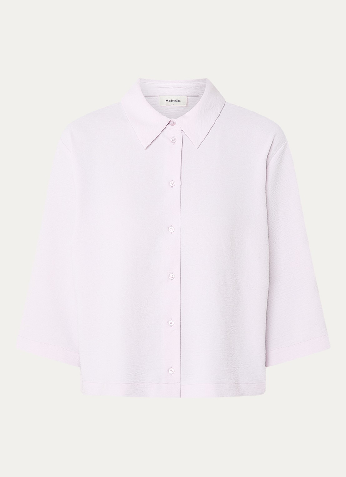 Modström Popel blouse van crêpe met trompetmouw - voorkant 2 lichtpaars