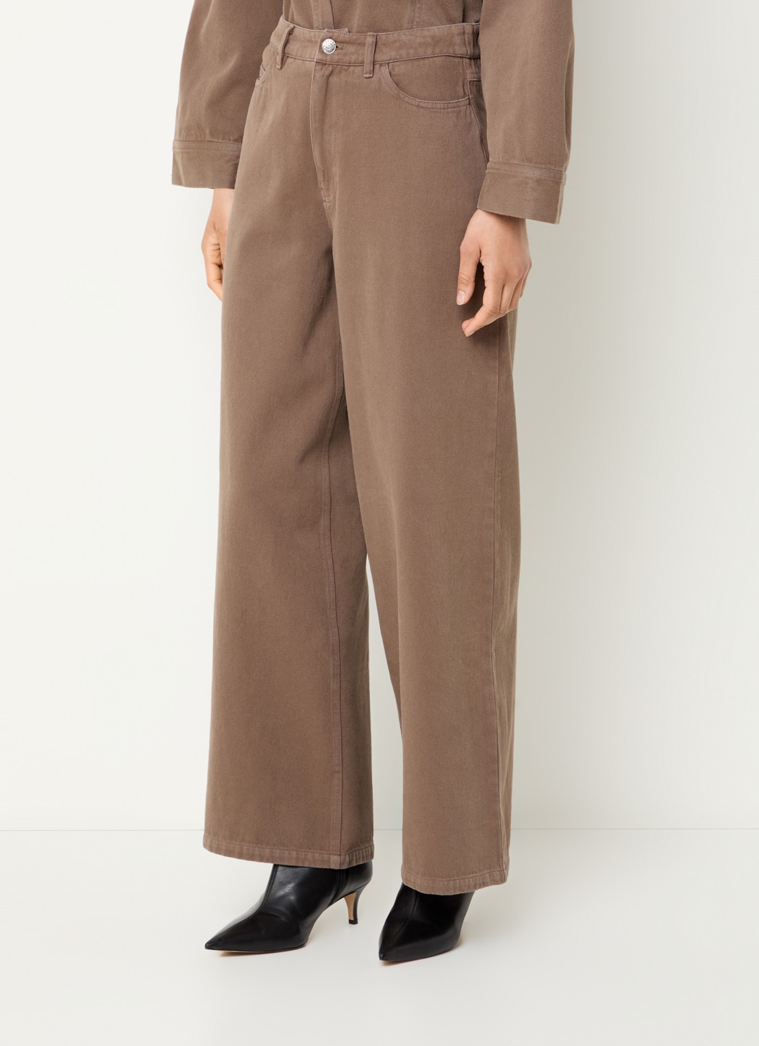 Modström Princess high waist wide leg jeans met gekleurde wassing - detail 4 lichtbruin