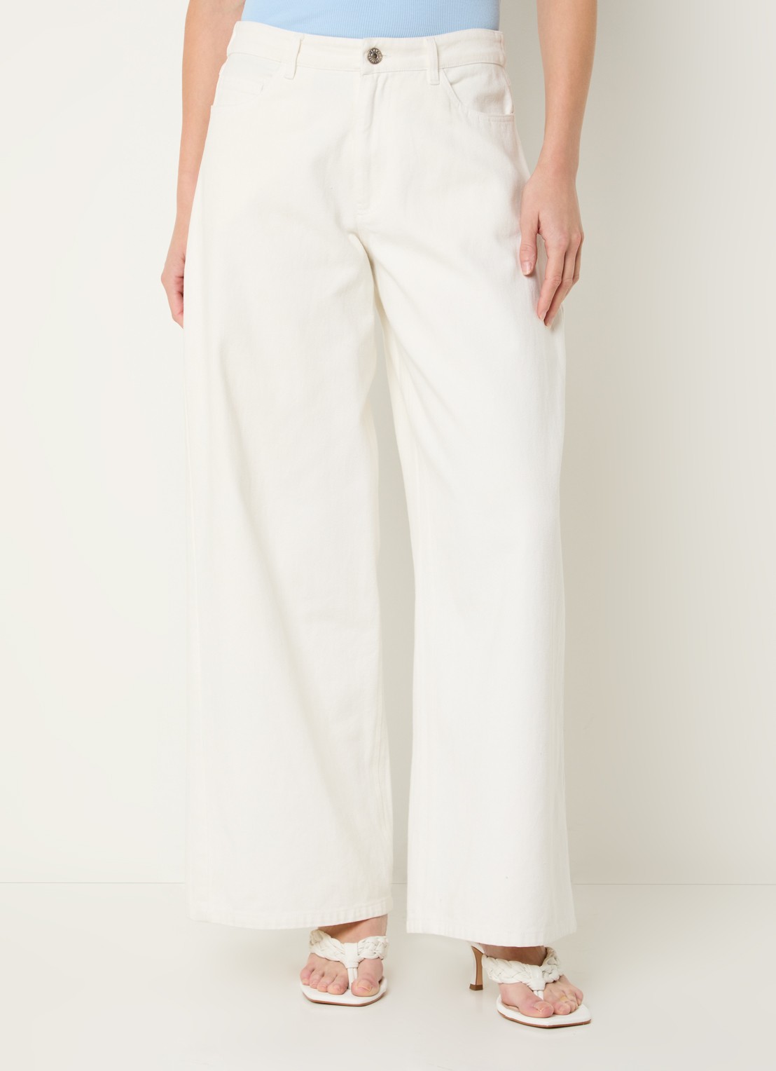 Modström Princess high waist wide leg jeans met gekleurde wassing - detail 2 gebroken wit