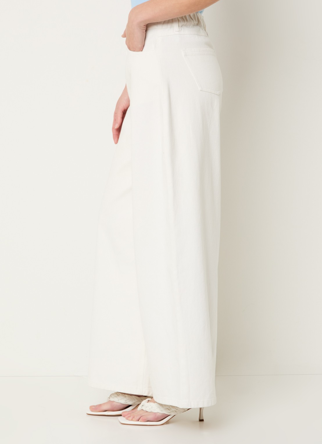 Modström Princess high waist wide leg jeans met gekleurde wassing - detail 3 gebroken wit