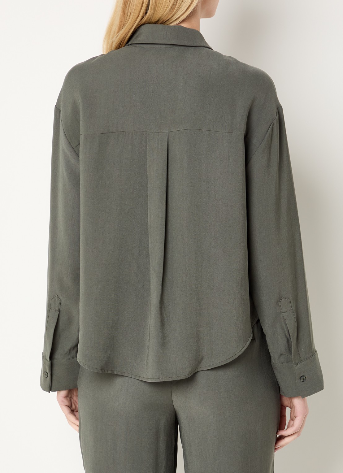 Modström Sebastian blouse met kraag - achterkant 3 legergroen